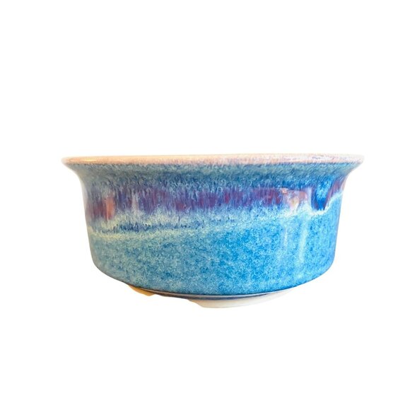 Clarksville Pottery Drip Glaze Bowl 6.5 Inch W Blue Signed Fuelau Stoneware - Picture 5 of 10